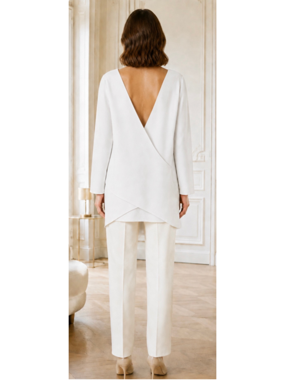 Women's Yves Saint Laurent YSL WhiteLong Sleeve Blouse Size 6US/FR38 New w Tags